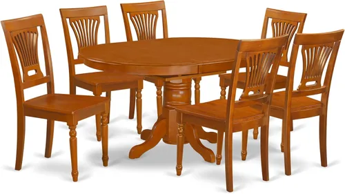 Vista 7 de East West Furniture AVPL5-BCH-W - Juego de mesa de cocina de 5 piezas para 4 personas, incluye una mesa de comedor ovalada con hoja de mariposa y 4