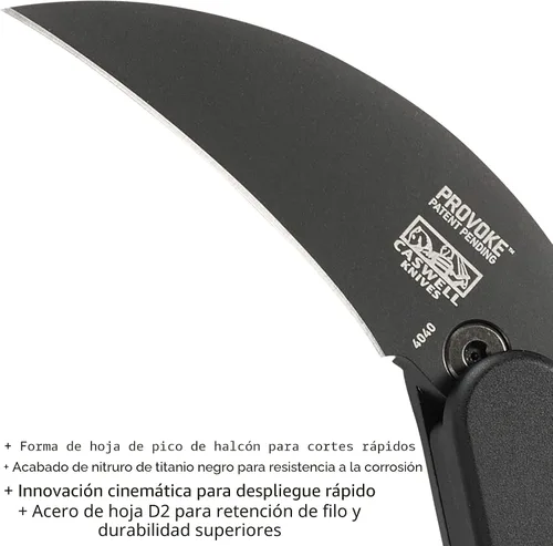 Vista 4 de CRKT Provoke - Cuchillo plegable con Kinematic: Morphing Karambit, hoja de borde liso D2, mango de aluminio, clip de bolsillo, 4040 Negro