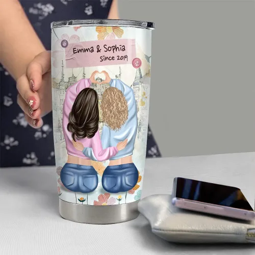 Vista 4 de SANDJEST Vaso Personalizado para Mejores Amigas Para Mis Mejores Amigas Vasos de 20oz 30oz con Tapa Regalo para Mejores Amigas Mujer Niña Amistad