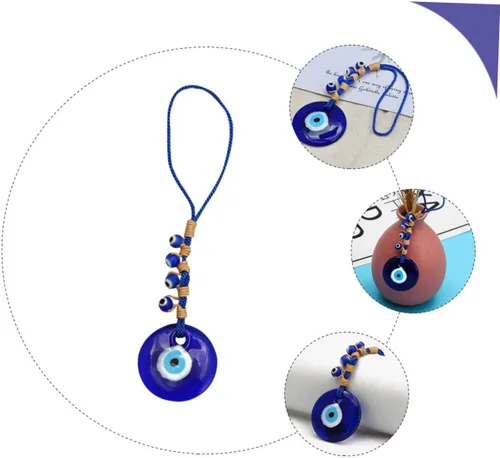 Vista 3 de 3pcs Devil's Eye Pendant Evil Eye Charm Blue Turkish Evil Eye Wall Hanging car Key Chain Light House Decorations for Home Key Accessory Devil Eye