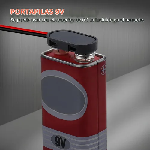 Vista 2 de DAIERTEK Conector de batería de 9 V, clip de presión de batería de 9 voltios, tipo I con 2 pares de pinzas de cocodrilo y enchufe de alimentación