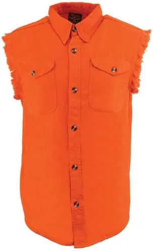 Vista 8 de Milwaukee Leather DM1002 Camisa vaquera ligera negra para hombre con corte deshilachado sin mangas