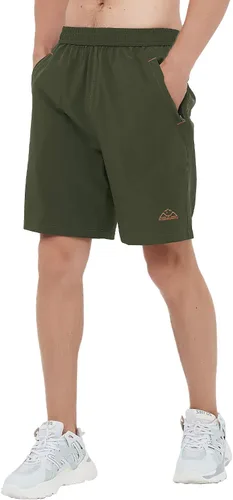 Vista 6 de TBMPOY Pantalones cortos de senderismo para hombre, 7 pulgadas, secado rápido, para gimnasio, deportes al aire libre, bolsillos cortos con cremallera