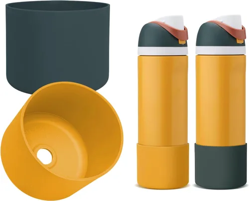 Vista 30 de 2 botas de silicona compatibles con Owala FreeSip de 24 onzas, funda protectora superior para botella de agua, reducción de ruido, cubierta inferior