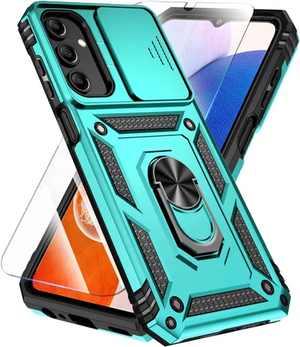 Vista 15 de SunStory Funda compatible con Samsung Galaxy A17 5G con protector de pantalla HD, cubierta de cámara deslizante y soporte de anillo giratorio, a