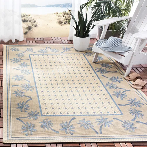 Vista 13 de SAFAVIEH Courtyard Collection - Alfombra de pasillo, 2 pies 3 pulgadas x 6 pies 7 pulgadas, color azul y marfil, no desprende pelusa y de fácil