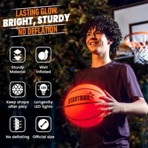 Vista 7 de TOMLEON Light Up Basketball Glow in The Dark Basketball LED Basketball Size 7 Glowing Basketball Ball Lighted Basketball Coolest Things