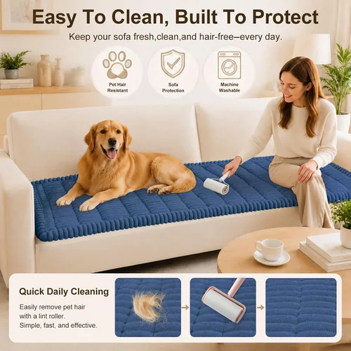 Vista 21 de decorUhome Funda de sofá para perros, funda antideslizante y mullida para sofá, para asiento, respaldo y reposabrazos, protector de sofá suave