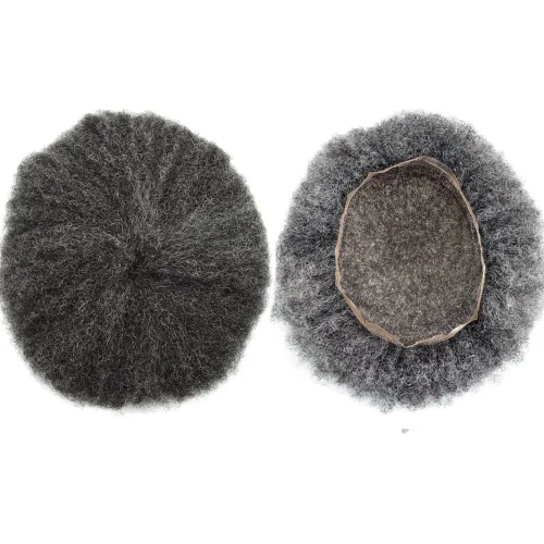 Vista 28 de Afro Toupee para hombres negros, unidad de cabello humano brasileño de encaje francés para hombres afroamericanos africanos y negros, sistema