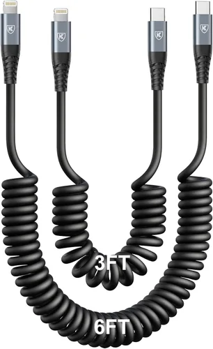 Vista 10 de Paquete de 2 cables de carga USB C a USB C en espiral para automóvil, cable de carga rápida USBC tipo C compatible con 17/1615/15 Plus/15 Pro/15 Pro