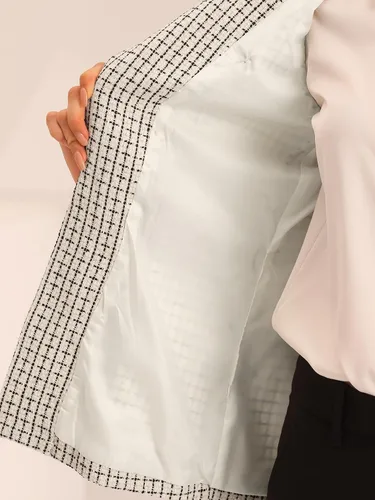 Vista 5 de Allegra K Chaleco vintage de tweed para mujer, con frente abierto, a cuadros, sin mangas, cárdigan casual para el trabajo