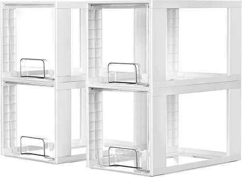 Vista 12 de Vtopmart - Paquete de 4 cajones apilables grandes, color negro Negro (paquete de 4)