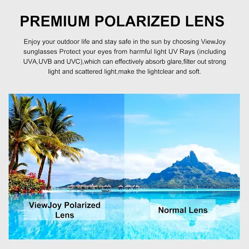 Vista 7 de ViewJoy Trendy Oversized Sunglasses for Women Polarized 100% UV Protection Spring Hinges Big Square Frame