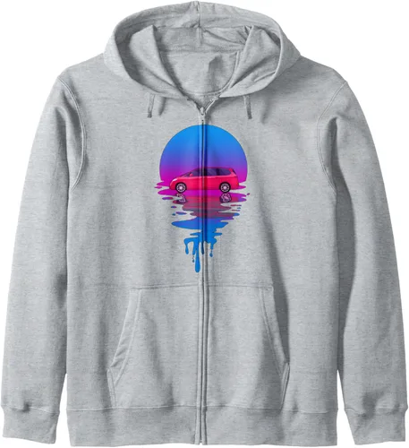 Vista 3 de Vintage Retro Sunset Minivan Zip Hoodie