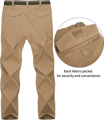 Vista 25 de Pantalones de senderismo para hombre, ligeros, transpirables, con 6 bolsillos, para verano, casual, de secado rápido, impermeables, pantalones