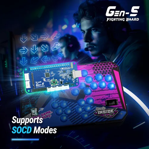 Vista 8 de Brook Gaming GEN 5 - Tablero de combate con cable - Compatible con PS5, PS4, NS, NS2 y PC/latencia ultra baja e iluminación RGB equipada