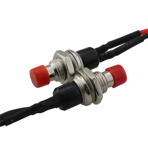 Vista 4 de 6PCS Momentary Mini Interruptor de Botón Botón Auto Restablecimiento Pulgadas Botón de Interruptor Sin Bloqueo, Rojo (con Cable 3.9 in)