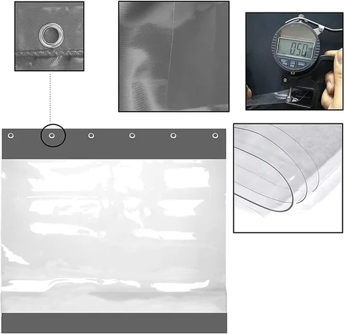 Vista 8 de Panel de lonas transparentes, impermeable, para exteriores, cortinas de PVC resistentes a los rayos UV, resistentes a la intemperie, para patios