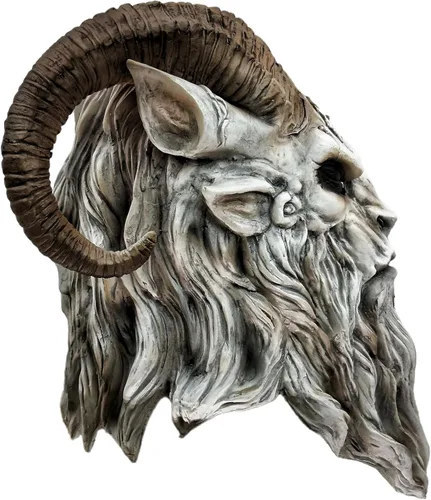 Vista 4 de Máscara de látex de demonio y pan de cabra, accesorio realista para disfraz de LARP y Halloween