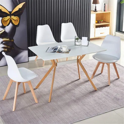 Vista 9 de Yogald - Mesa de comedor moderna de 47.27 pulgadas, mesa de comedor rectangular con patas de metal, ahorro de espacio para reuniones y comedor