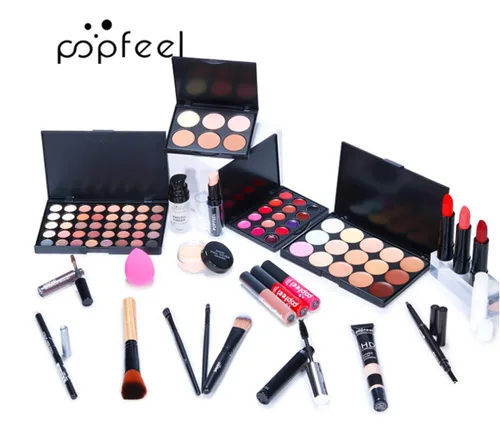 Vista 5 de Juego de regalo de maquillaje todo en uno de 24 unidades Kit para mujer completo esencial cosmético paquete básico incluye paleta de sombra