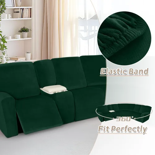Vista 210 de Arfntevss Fundas de sofá seccional reclinable de terciopelo, Funda de sofá seccional de esquina para sofá reclinable, Funda elástica suave