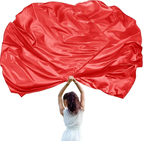 Vista 12 de Jetec 2 banderas de adoración de 74 x 55 pulgadas para danza, iglesia, alabanza, danza, con varilla flexible, semicírculo, ala de ángel