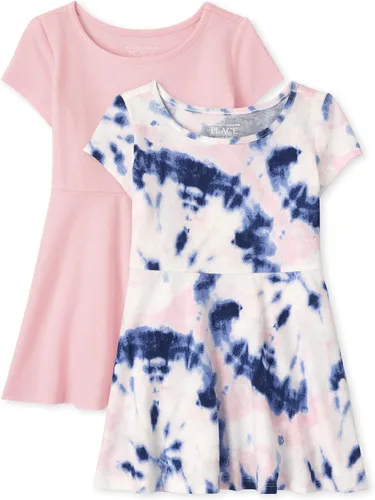 Vista 4 de The Children's Place, Vestido de moda de manga corta para niñas y niñas pequeñas
