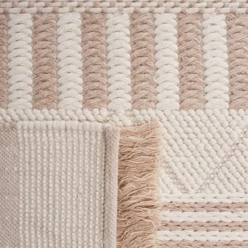 Vista 3 de SAFAVIEH Natura Collection - Alfombra de pasillo de 8 pies, color marfil y gris topo, diseño moderno, ideal para zonas de alto tráfico en pasillo