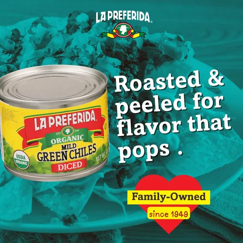 Vista 4 de La Preferida Pimientos verdes orgánicos picados tostados al fuego y pelados perfectos para tacos, cazuelas y nachos, 4 onzas (paquete de 6)