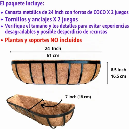Vista 2 de LaLaGreen - Maceta rectangular de pared (24 pulgadas, paquete de 2) caja