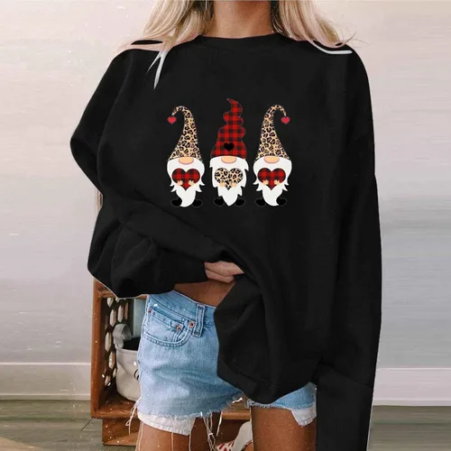 Vista 2 de Sudadera de Navidad para mujer, manga larga, cuello redondo, ajuste holgado, sin botones, para vacaciones, otoño e invierno