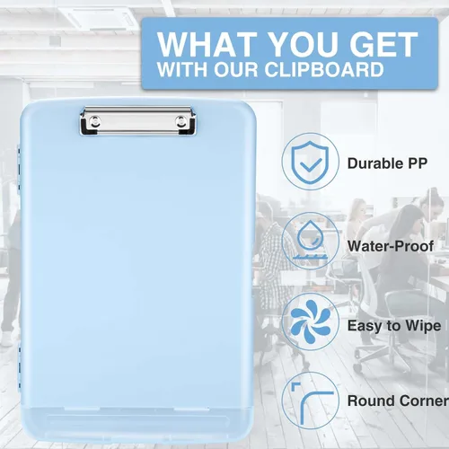 Vista 4 de Sooez Portapapeles con almacenamiento, tableros de clip de alta capacidad de 8.5 x 11 pulgadas con almacenamiento, carpeta de portapapeles