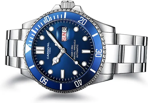 Vista 5 de PASOY Reloj automático para hombre, luminoso, Tourbillon, mecánico, con bisel giratorio, cristal de zafiro, impermeable, acero inoxidable, relojes