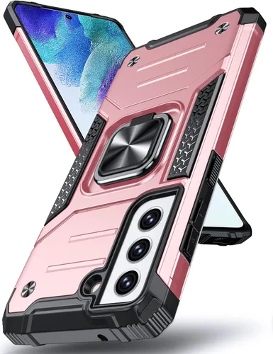 Vista 39 de DASFOND Diseñada para funda Galaxy S8 con soporte, anillo metálico giratorio mejorado de 360°, soporte kickstand de grado militar, resistente a