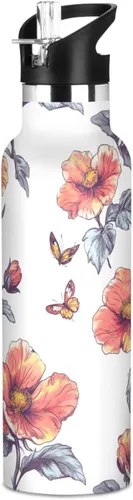 Vista 18 de Sport Insulated Water Bottle with Leak Proof Spout Lid Vacuum Insulated BPA-Free Leak Proof for Travel, Camping, Sports, Rustic Daisy Beige