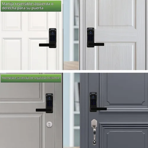 Vista 7 de Cerradura inteligente para puerta, resistente 5 en 1, cerradura de puerta de entrada sin llave, bloqueo de teclado digital con control completo