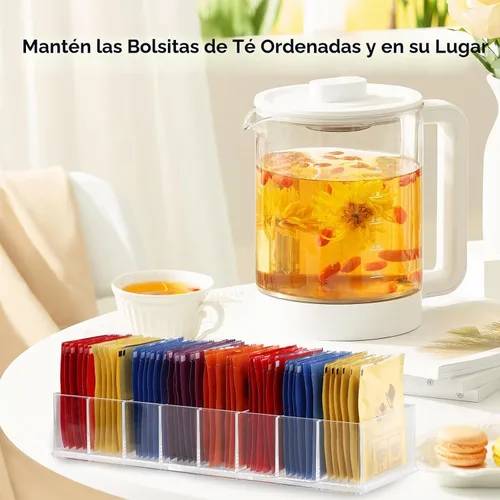 Vista 7 de Paquete de 6 organizadores de bolsas de té, organizador de té, 8 Soporte para bolsitas de té; organizador de cajones de cocina; plástico