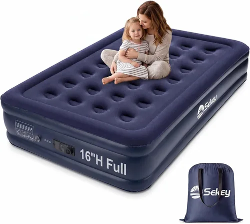 Vista 15 de Sekey Colchón de aire completo con bomba incorporada, cama de aire elevada Negro