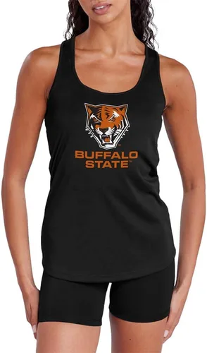 Vista 469 de Camiseta deportiva sin mangas oficial de NCAA Collegiate para mujer, con espalda cruzada, colección con logotipo primario