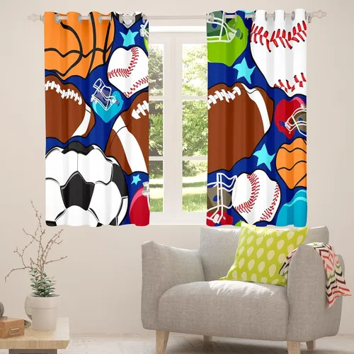 Vista 4 de Feelyou Cortinas deportivas para niños, para dormitorio, fútbol, baloncesto, tenis, béisbol, ropa de cama para niños, adolescentes, tratamiento