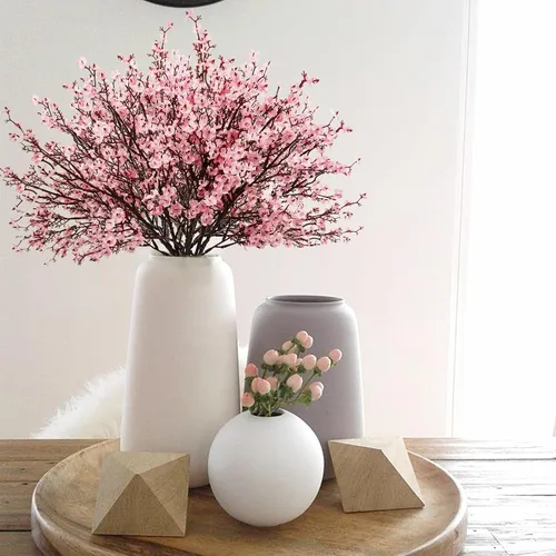 Vista 2 de Uieke - Ramo de 15 flores artificiales de Gypsophila tipo Baby Breath, flores de seda falsas de tacto real para hotel, hogar, oficina, cocina, baño