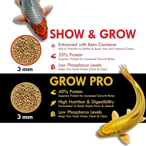 Vista 3 de HALF OFF PONDS Grow Pro Koi Fish Food - Pellets flotantes de 10 libras, tamaño de 0.118 in, alimento para peces dorados para estanques, 40%