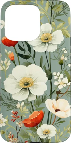 Vista 31 de Sage Green Flower Wildflower Pattern Floral Case for iPhone 17