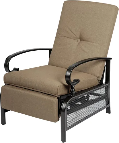 Vista 13 de Oakcloud Sillón Ajustable para Exteriores Silla Reclinable Relajante de Metal para Patio con Cojines Extraíbles (Azul Pavo Real)