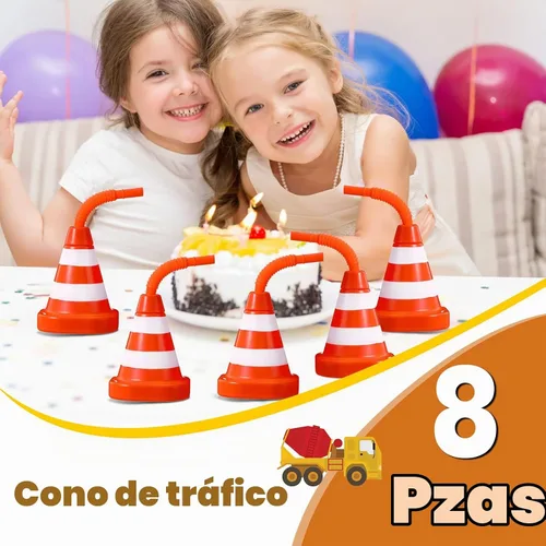 Vista 4 de Sawysine Paquete de 8 tazas de cono de construcción con pajitas, juego