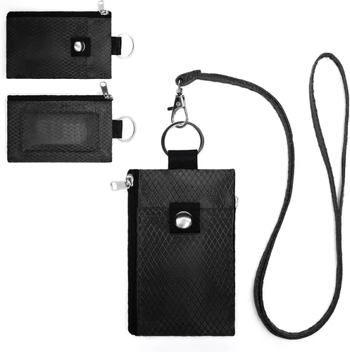 Vista 17 de SENDEFN Cartera delgada de piel con bloqueo RFID para tarjetas de crédito con bolsillo con cremallera