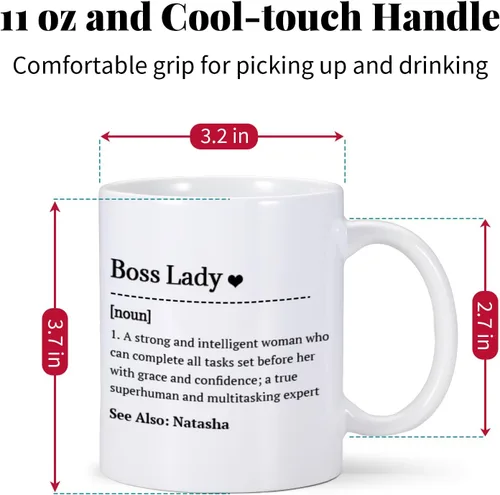 Vista 6 de Regalos para mujer jefa, regalos divertidos de oficina, taza de café con nombre personalizado, regalo para el día de la jefa, regalo inspirador