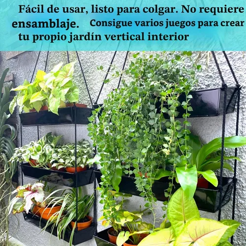 Vista 5 de LaLaGreen - Maceta escalonada de 16 pulgadas para plantas suculentas de Negro