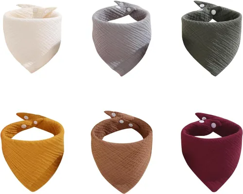 Vista 5 de Baberos de muselina, paquete de 8 baberos bandana para bebé, algodón suave extra absorbente, babero para babear y dentición